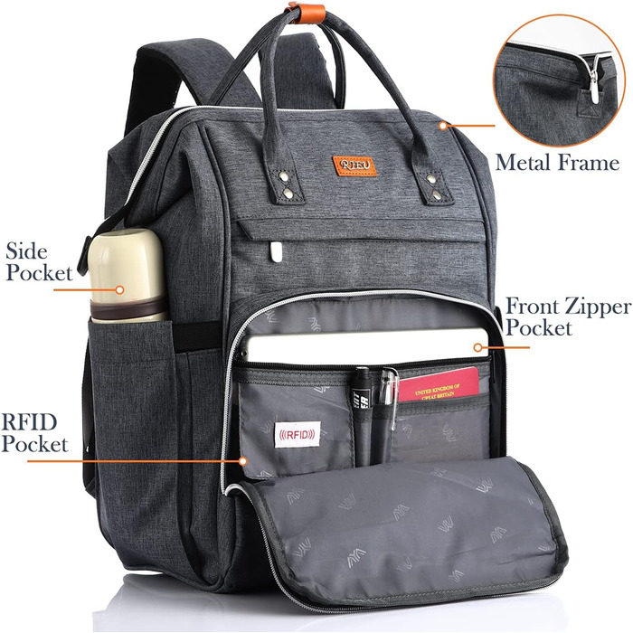Жіночий рюкзак для школи та подорожей з відділенням для ноутбука 15.6 дюймів та USB-портом для зарядки, сірий (S41-darkgray)