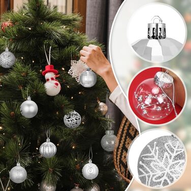 Срібні новорічні кулі - набір 16 шт, пластикові кулі для ялинки 6 см, прикраси для ялинки, опт