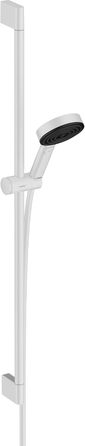 Hansgrohe Pulsify Select S Shower Set, water-saving showerhead with hose and holder, adjustable, hand shower with 3 spray types (Relaxation), Mattweiß (Matte White), 0.90m Set, 3 spray types