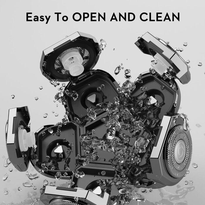 Електричний гостроювач для голови чоловічий Kibiy з 6 змінними головками, IPX7 водонепроникний, LED-дисплей, зарядка Type-C (замінна головка 6D)