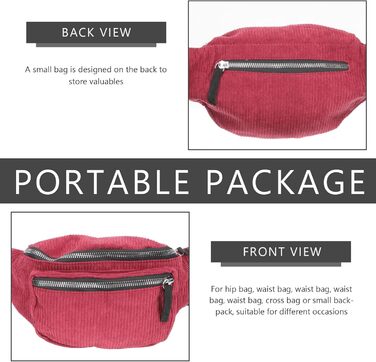 Набір з 2 бананки/поясна сумка Valiclud для жінок та дівчат. Зелений (червоний) колір.