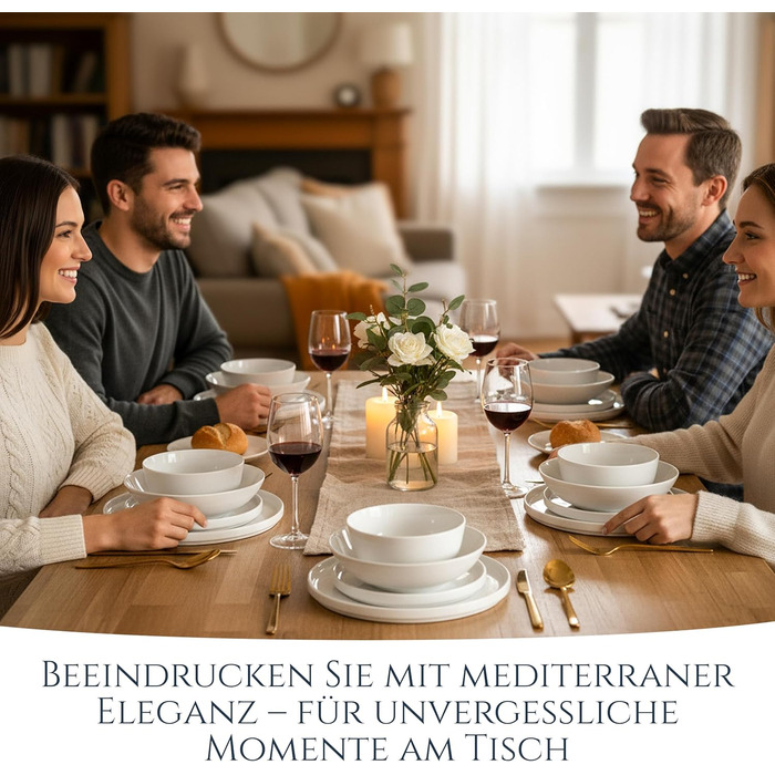 Набір посуду з порцеляни Pure Living 24 шт. для 6 осіб (білий)