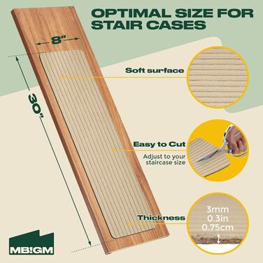 Набір сходинкових килимків MBIGM (15 шт.) - самоклеючі, безпечні, для дітей, літніх людей та домашніх тварин (Camel, 20x76 см)
