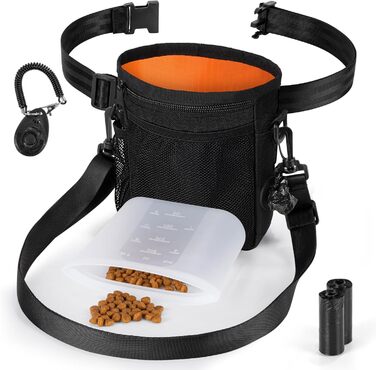 Набір для собак Leckerlibeutel: сумка для ласощів, клікер, диспенсер для фекалій, сумка на пояс для корму, чорно-помаранчевий