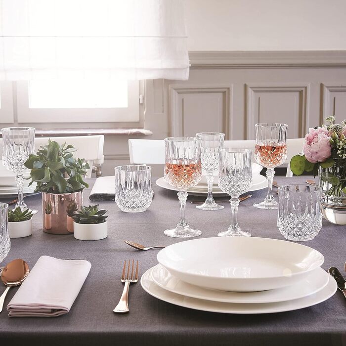 Cristal d'Arques Paris Longchamp - Wine Glass 170ml - Set of 6 - made of Kwarx - reinforced packaging - Shine, transparency, and high resistance