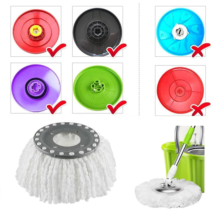 YWSHF Replacement Mop Heads for Old Hurricane Mr.Clean 360° Spin Magic Rotating Round Mop Heads, Microfiber, Universal Swivel Mop Heads, Clean Mop Head Refills for Standard Mops, 4 Pack