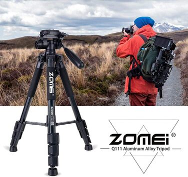 Штатив ZOMEI Q111 для камери та смартфона, алюмінієвий, легкий, 47–140 см, чорний