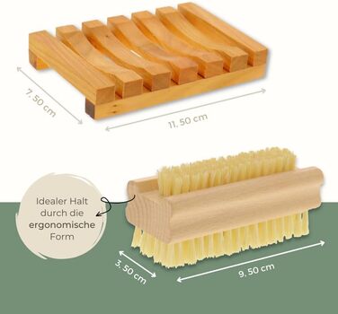 HOFMEISTER® Bath Brush with soft natural bristles, made of pear wood, 44 cm length, Made in Germany (Set, 1)