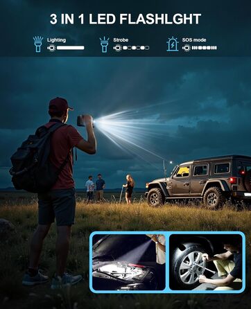 Powerbank для автомобіля Starthilfe з компресором 150PSI, 6000A, 12V, для бензинових та дизельних авто (до 10л), QC3.0, LCD, ліхтарик