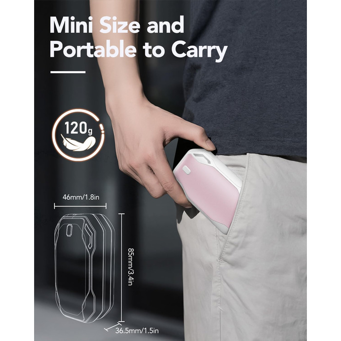 Електричні грілки для рук PHEJIE, 2 шт. - 3 режими нагріву, портативні, для активного відпочинку, кемпінгу, подарунок для жінок та чоловіків (рожево-білі)