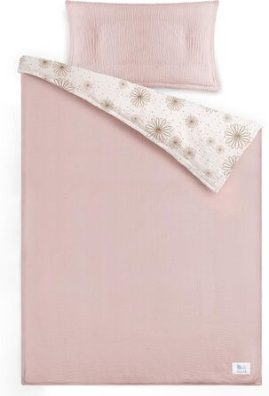 Комплект постільної білизни Lulumoon для дитячого ліжечка 100x135: простирадло 100x135 + наволочка 40x60 см з бавовни Oeko-TEX Standard – легкий та комфортний комплект для малюків (кремовий, з принтом гусячі пір'їнка, 100x135 см + 40x60 см)