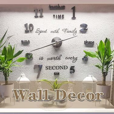Сучасний безшумний 3D настінний годинник Vangold, срібний, DIY, наклейка для дому та офісу, подарунок