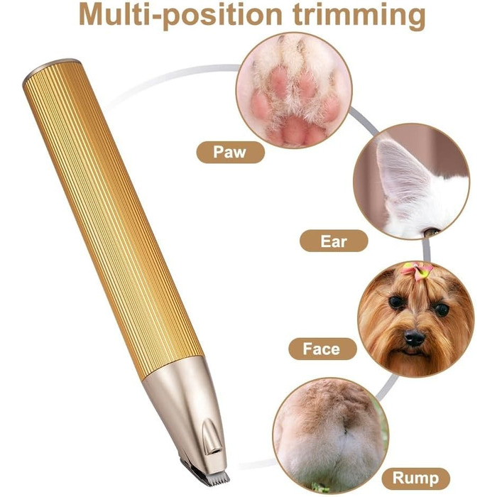 Електрична машинка для стрижки тварин з LED-підсвіткою, бездротова, USB, для собак, котів, догляду за лапами, обличчям, тілом, чорна