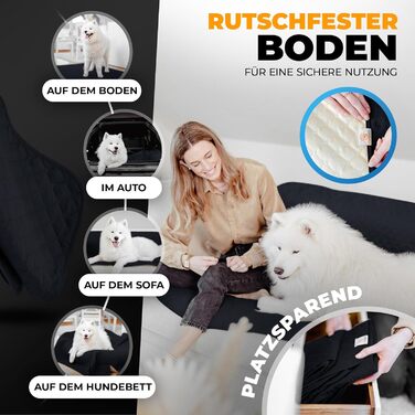 Водонепроникний килимок для собак SympaTierisch - захист дивану та ліжка - антиковзаюча підстилка для собак, великих розмірів, придатний для прання - Чорний, 205 x 160 см