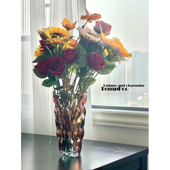 Велика скляна ваза для квітів, декор, подарунок для жінки, сучасний дизайн, ваза для мами