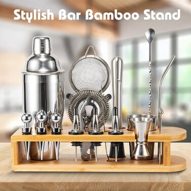 Stainless Steel Cocktail Shaker Set - Professional Mixology Bar Set for Home, Bar & Parties - Includes 26oz Schuster Shaker
