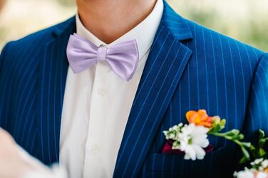 Метелик чоловічий однотонний HISDERN з нагрудною хустинкою для весілля та вечірок, фіолетовий