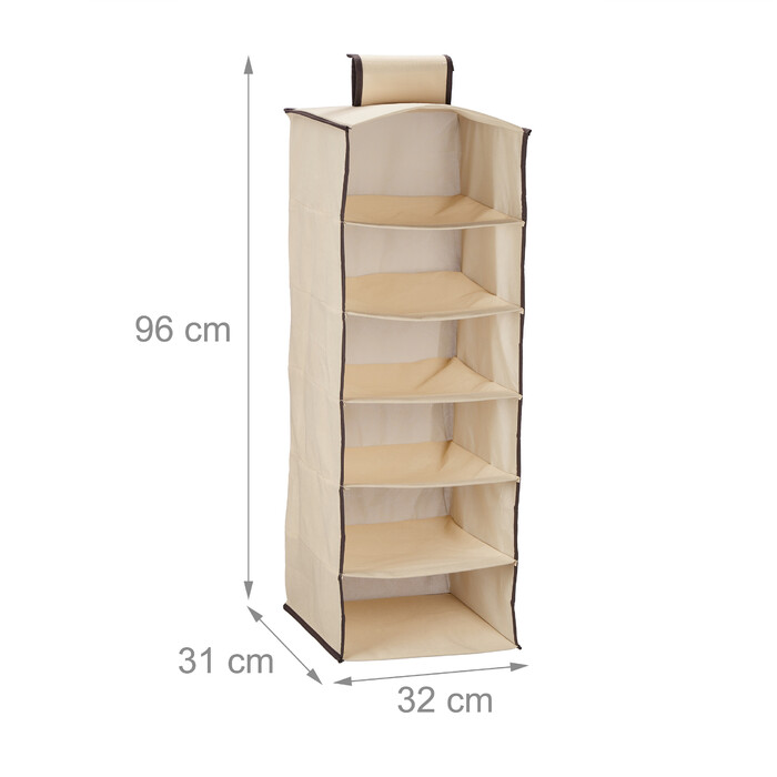 Relaxdays Hanging Shelf Closet Organizer with 6 Compartments