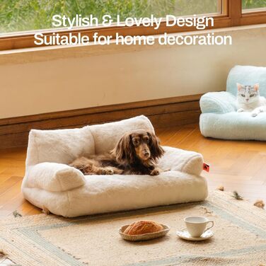 М'яке ліжко для котів та маленьких собак MEWOOFUN, 66x48 см, біле