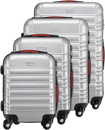 Набір валіз ABS S-M-L-XL з телескопічною ручкою та кодовим замком, срібний
