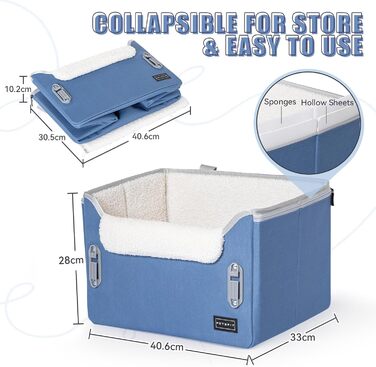 Автокрісло для собак Petfit - безпечне автокрісло для маленьких собак, корзина для собак у машину, автоліжко з миючими чохлами (S, Navy Blue)