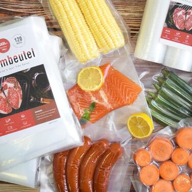 Fitge Vacuum Bags 170µm 15x25cm + 20x30cm + 30x40cm 150 Bags for all vacuum sealers Vacuum bags for food BPA-free, strong & tear-resistant Pro vacuum film Sous Vide freezer bags
