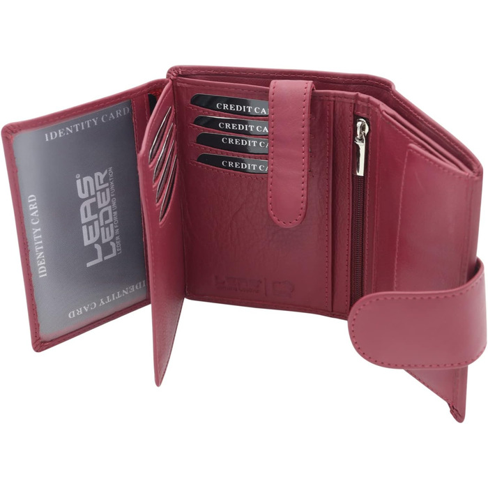 LEAS Women's and Men's Card Holders with Outer Flap in Portrait Format, Genuine Leather, Red Special Edition, Red, 12.5x9cm