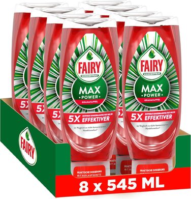 Засіб для миття посуду Fairy Max Power Antibakteriell з гранатом, набір 8 шт по 545 мл