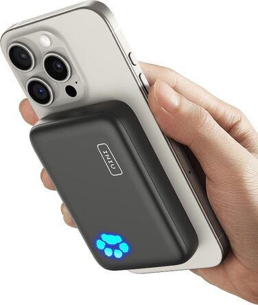 Магнітний повербанк сумісний з чохлом MagSafe, 10000mAh, бездротова швидка зарядка, USB-C вхід/вихід, зовнішній акумулятор для iPhone 15 14 13 12 Pro Max