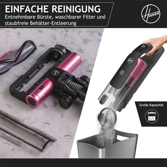 Бездротовий акумуляторний пилосос Hoover HF9 Home I 2 шт. акумулятори, до 240 м² та 60 хв роботи, потужний, бездротовий, без мішка, з LED-підсвічуванням та антизаплутувальною насадкою для будь-яких поверхонь