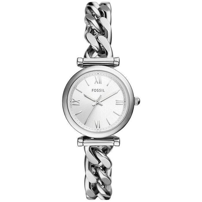 Жіночий кварцовий годинник Fossil Carlie (35мм, сріблястий з білим циферблатом)
