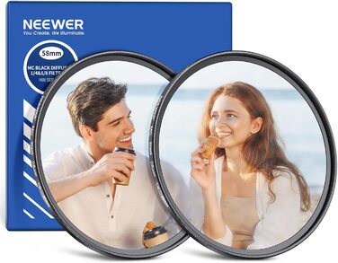 NEEWER Фільтр дифузії 58mm, 2 шт. для фото- та відеозйомки, створення кіноефекту, з кейсом та серветкою