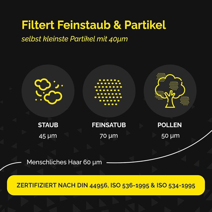 Фільтр для пилососа Kärcher (WD3, WD2, WD1, MV3, MV2, A, K, KNT, NT, SE, VC) - замінник 6.414-552.0 - 3 круглі фільтри + 3 кришки-гвинти для алергіків проти дрібного пилу та запахів (3x WD4 фільтр)