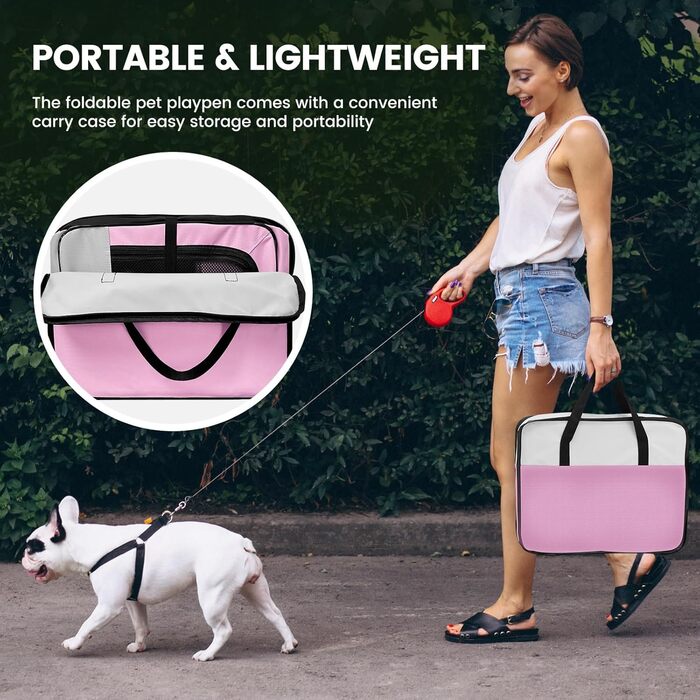 X-ZONE Переносний складаний вольєр для собак та котів, рожевий, 29x29x16 см