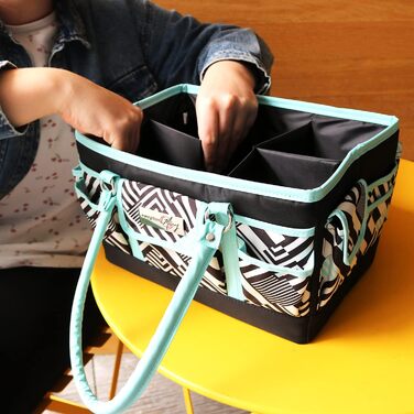 Everything Mary Blaugruner, geometric deluxe store and tote bag, organizer for crafts, sewing, paper, art, desk, canvas, accessories, storage with handles for travel