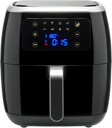 Amazon Basics 6-Liter Air Fryer with Digital Touchscreen and 8 Preset Cooking Programs, Black 6L