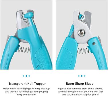 Триммер для когтів домашніх тварин з LED-підсвічуванням: для собак та котів середніх та маленьких порід. Професійний триммер для когтів з гострою клинком та безпечним білим/блакитним LED-світлом.