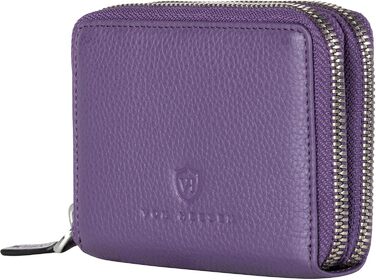 VON HEESEN Leather Wallet with RFID Blocker - Wallet for Women & Men made of Genuine Leather - Wallet with Coin Pocket - Purse for Women and Men in Violet