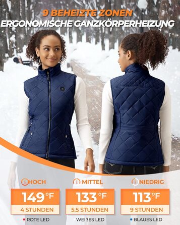 Жіночі грілки Heizwete 16000mAh 7,4V - 9 зон нагріву, 3 режими температури, для активного відпочинку (Синій, M)