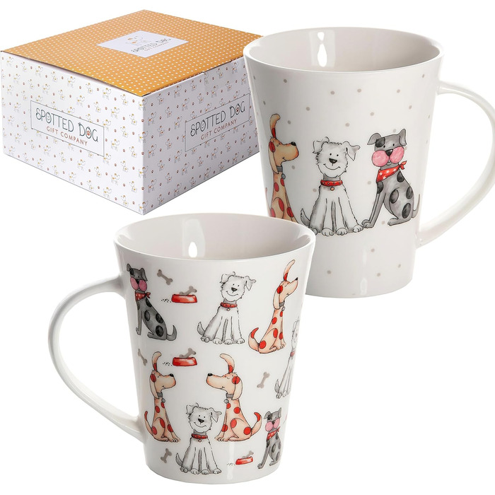SPOTTED DOG GIFT COMPANY - Coffee mugs with dog motifs - Ceramic coffee cups - for coffee and tea - Gift for dog lovers - Set of 2