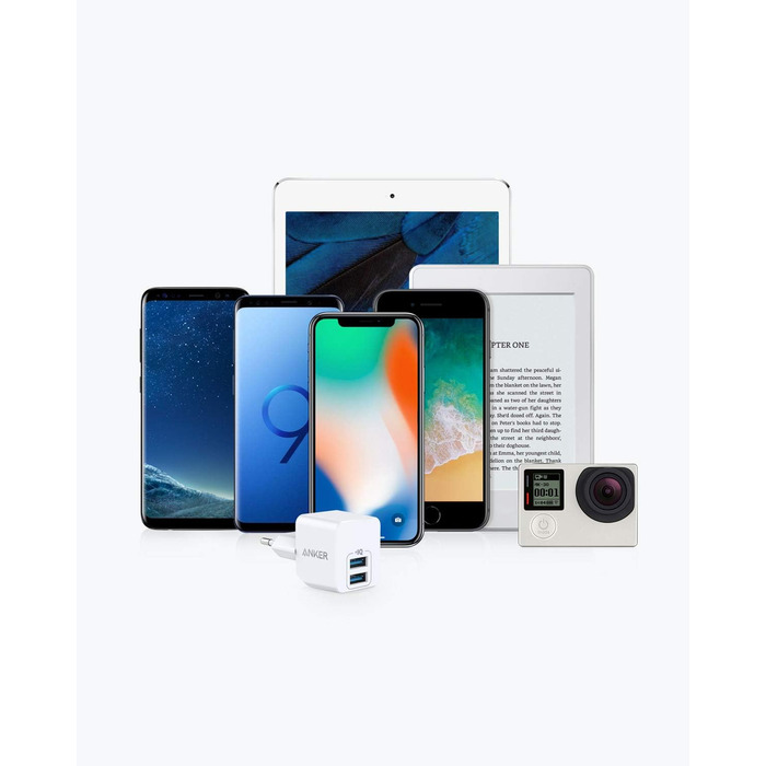 Anker PowerPort Mini: Двопортовий мережевий адаптер, компактний, 2.5A, для iPhone, iPad, Galaxy та інших пристроїв (білий)