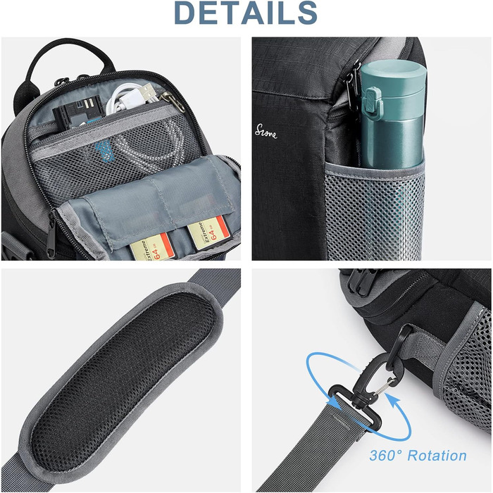 Водонепроникна сумка для камери S-ZONE для фотографів, сумісна з Nikon, Canon, Sony (чорна)