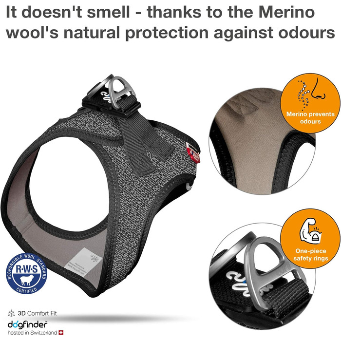 Шлейка для собак Merino Black S, чорна