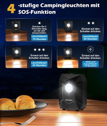 Портативна душова кабіна WADEO з акумулятором, насосом та підсвічуванням, 120 хвилин роботи, LED-підсвічування, комплект мобільної душової з 2м шлангом, душовою насадкою, тримачем та відром для душу, для саду, миття авто, тварин, пляжу, подорожей, чорного