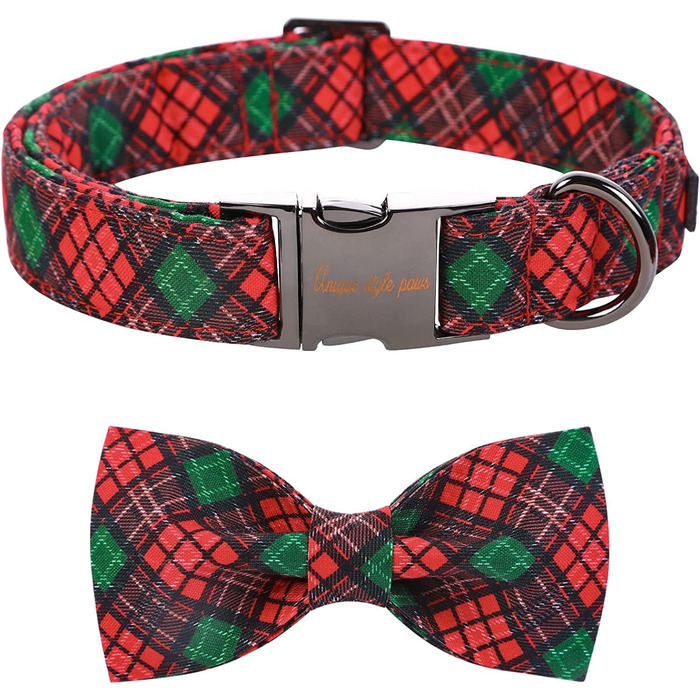 Нашийник для собак та котів з бантиком, міцний, регульований, для дівчаток та хлопчиків (L, Зелений, Червоний)