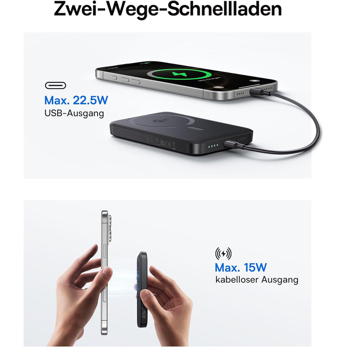 Power Bank Baseus EnerFill MagSafe 10000mAh з PD 22.5W та бездротовою зарядкою 15W (Qi2), чорний