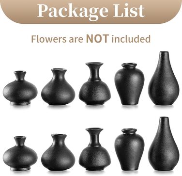 Set of 10 Mini White Ceramic Vases - Handmade Flower Pots for Pampas Grass, Modern Home Decor - Living Room, Kitchen, Office