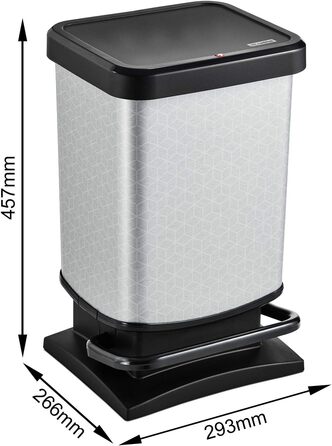 Відро для сміття Ho Paso 20л з кришкою, пластик (PP перероблений), BPA-free, Hexagon