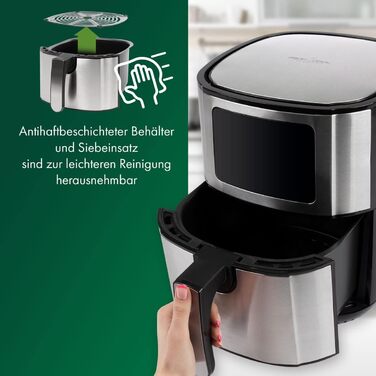 Аерофритюрниця ProfiCook 5,5 л, 1400 Вт, нержавійка, LED, 7 програм, без олії, для картоплі та нагетсів