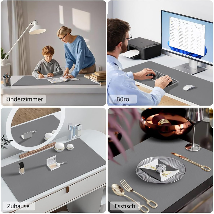 Килимок для столу Zindoo XL 100x40 см антрацит: захист від подряпин, водостійкий, для миші та письма